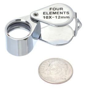 Miniature 10x12MM Professional Quality  Quadruplet Jeweler's Loupe with leather case